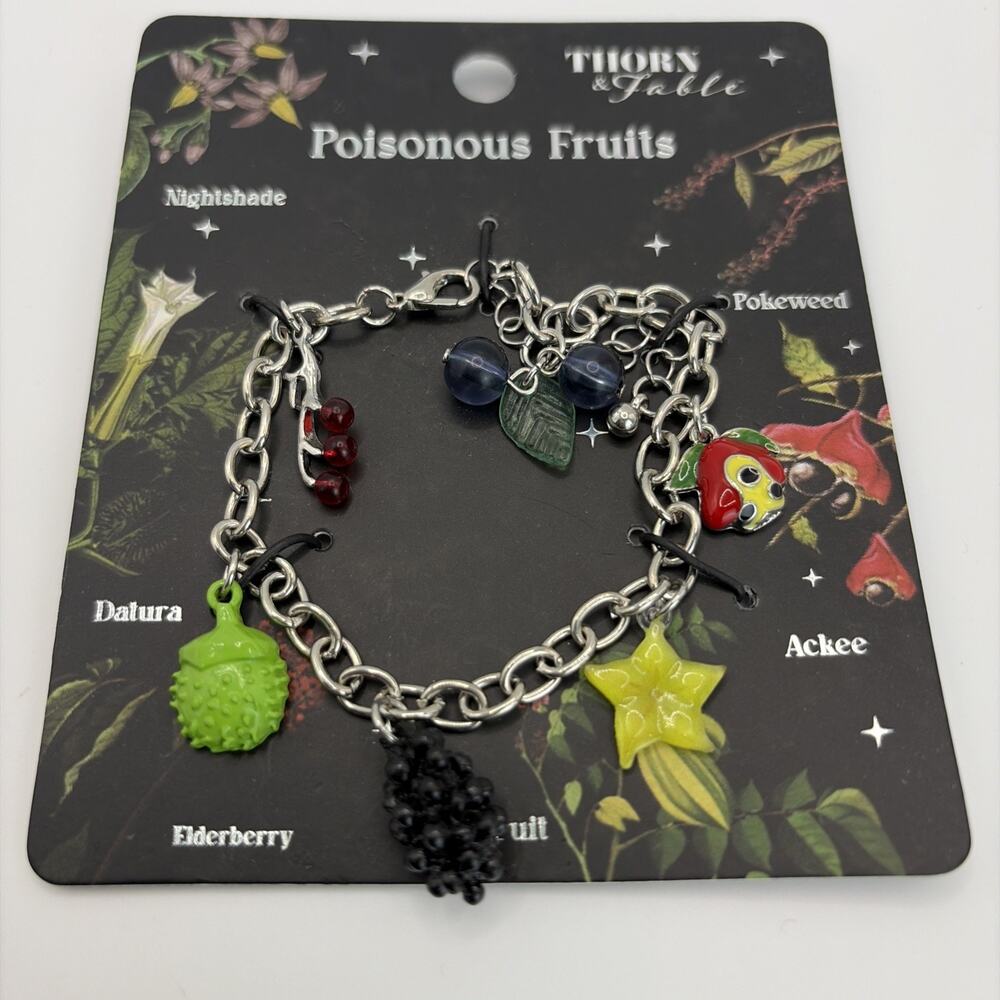 New Thorn & Fable Hot Topic Bracelet Poisonous Fruits Chain Charm Emo‎ Scary